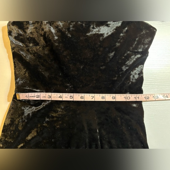 Black velvet A line square neckline mini dress Sz S - Picture 5 of 8